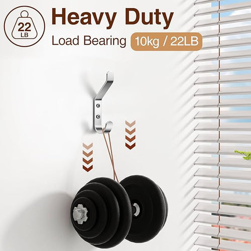 10-Pack Coat Hook for Hanging, 20LB (Max), Stainless Wall Hooks for Towel, Hat, Backpack, Key, Clothes, Wall Mounted Coat Hanger for Closet, Metal, Silver 3.75“