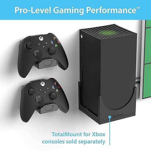 TotalMount Controller Wall Stands (4 Pack) with Non-Slip Pads & Removable Adhesive for Xbox, PS5, PS4, and Nintendo – These Premium Holders Won’t Damage Your Wall with Screws or Permanent Adhesive