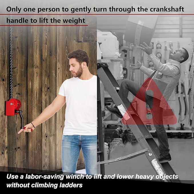 Overhead Garage Storage Lift Hoist, Heavy-Duty Ceiling Mounted Garage Storage Lift System for Organization - Supports 8-16ft Ceilings
