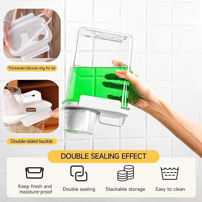 Storage Cereal Organizers Containers Sets,Food Grade BPA free PET Material Reusable，Airtight food storage containers with lids， kitchen organizers and storage Total(2 pcs 2300ml 2 pcs 1100ml)