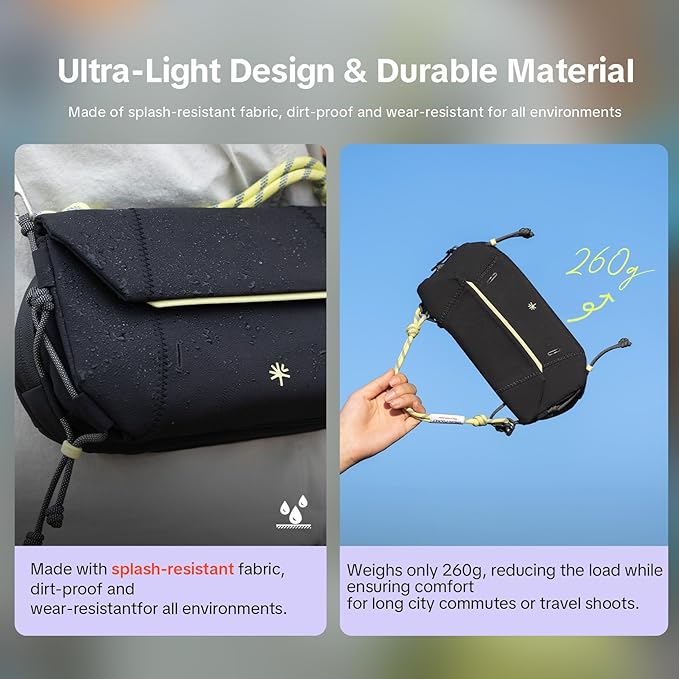 PGYTECH OneGo Pocket Sling for DJI Osmo Pocket 3, Portable Splashproof Everyday Carry Case with Detachable Strap, 2L, 3-Layer Storage Carrying Bag for Smartphones & Action Cameras Accessories, Green