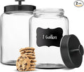 KooK Glass Storage Containers with Lids, Glass Jar with Lid, 1 Gallon, Set of 2, Glass Canister, Storage, Laundry, Kitchen Jar, (Circular, Black)