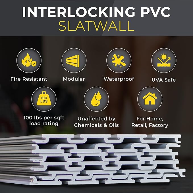 DLDIRECT 24" X 48" - Grey Slatwall Panel Garage Organizer: Heavy Duty Wall Mounted PVC Rack, Interlocking Slat Paneling for Garage Storage, Slotwall Board, Shelves System