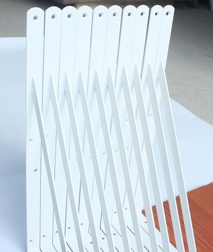 8 Pack L20 x H 12" White Heavy Duty Shelf Brackets with Screws Metal Shelf Brackets Shelf Support Angle Brackets for Shelves L Brackets Heavy Duty Floating Shelf