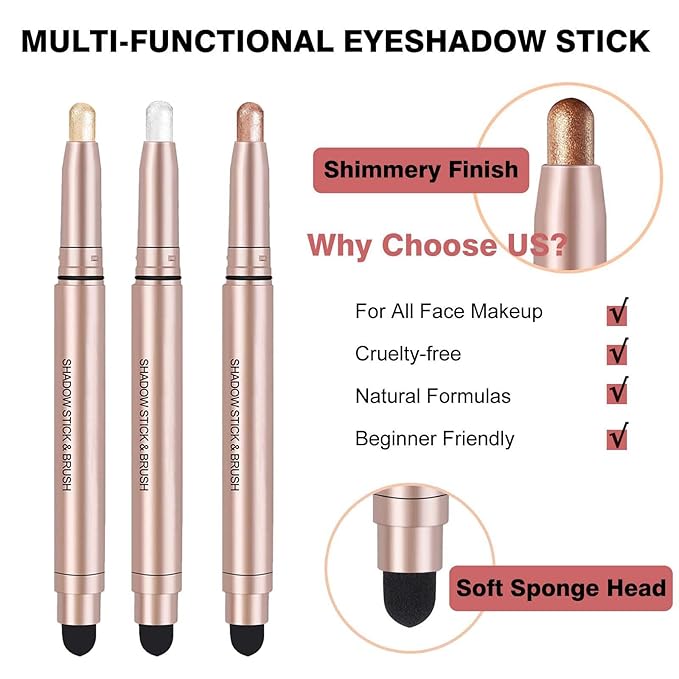Green Eyeshadow Stick, Shimmer Cream Single Eyeshadow Pencil High Pigmented Eye Shadow Brightener Stick, Hypoallergenic Waterproof Long Lasting Highlighter stick Create Multi-Dimensional Eyes Look 12#