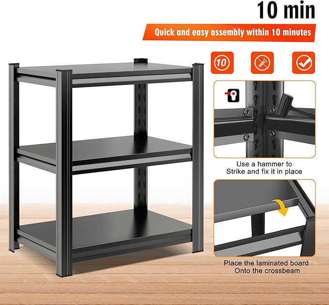 3-Tier End Table, Sofa Side Table for Small Space with Storage Shelf, Couch Table & Nightstand for Living Room, Bedroom, Office,32''H×20''W×14''D