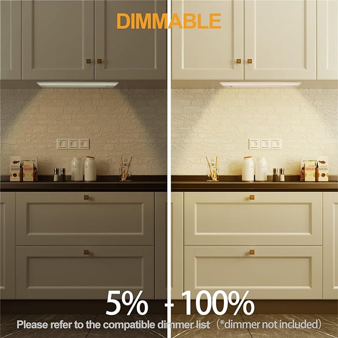 Ansen 3Packs of Under Cabinet Lights for Kitchen, 48in 26W 1720LM, Dimmable Hardwire Led Light for Closet, CRI>92, R9>90, 3 Color Temperature, 3000K/4000K/5000K(Warm White, Cool White, Daylight)