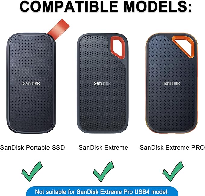 Lacdo Hard Carrying Case for SanDisk Extreme Pro/SanDisk Extreme Portable External SSD 500GB 1TB 2TB 4TB 8TB USB-C Solid State Drive EVA Shockproof Water Repellent Protective Storage Travel Bag, Black