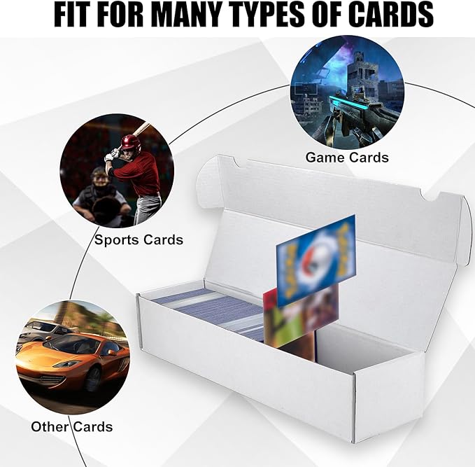 Trading Card Storage Box, 20-Pack 1100 Count White Corrugated Cardboard Bulk Sports Storage Box for TCG/Magic/Mtg Basketball Cards, Collectible Trading Cards