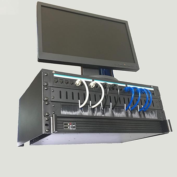 Jingchengmei 1U Disassembled Rack Mount Cable Management Panel with Brush for Cable Entry for 19-Inch Rack or Cabinet Black (BF01UAB2)