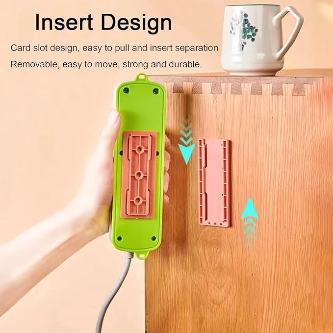 12PCS Power Strip Holder, Adhesive Punch-Free Socket Holder, Self Adhesive Socket Desktop Fixer, Cable Management Punch Free Surge Protector, Desktop Mobile Socket Holder Wall Mount and 8 Cable Clips