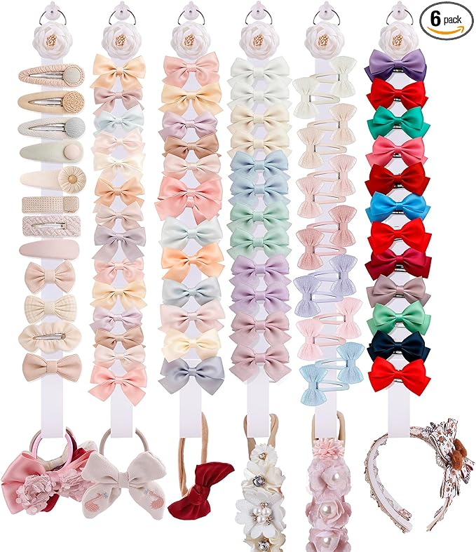 6PCS Bow Holder Hair Bow Organizer,Baby Decorative Hair Accessories Organizer,Flower Hair Clips Storage Bow Holder for Girls Hair Bows,Room Nursery Wall Hanging Decors (hua-6-B) (hua-6-B) (hua-6-B)