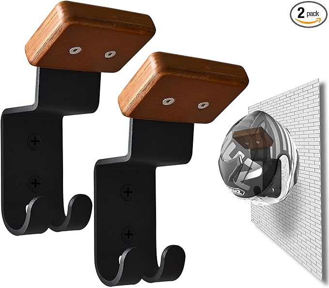 Motorcycle Helmet Rack, Heavy Duty Helmet Holder on Wall for Motorcycles Keys Gloves (2)