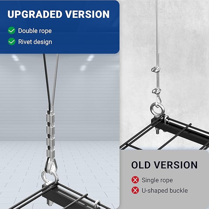 FLEXIMOUNTS Garage Lifting Metal Rack, 4x4 Ft Overhead Garage Storage Racks, Adjustable Heavy-Duty Ceiling Organization System, 300lbs Weight, Satin Black
