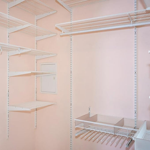12 Pack 25 Inch Dual Track Upright Wall Shelving System Shelf Bracket Twin Slot Shelf Rail Twin Track Upright Heavy Duty Support System for Pantries, Linen Closets, Laundry Rooms (White)