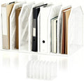 7-Grid Detachable Vertical File Organizer, Metal Mesh File Holder for Desk, Desktop Document Sorter for Home Office School, White Office Supplies for Paper Magazine Organization