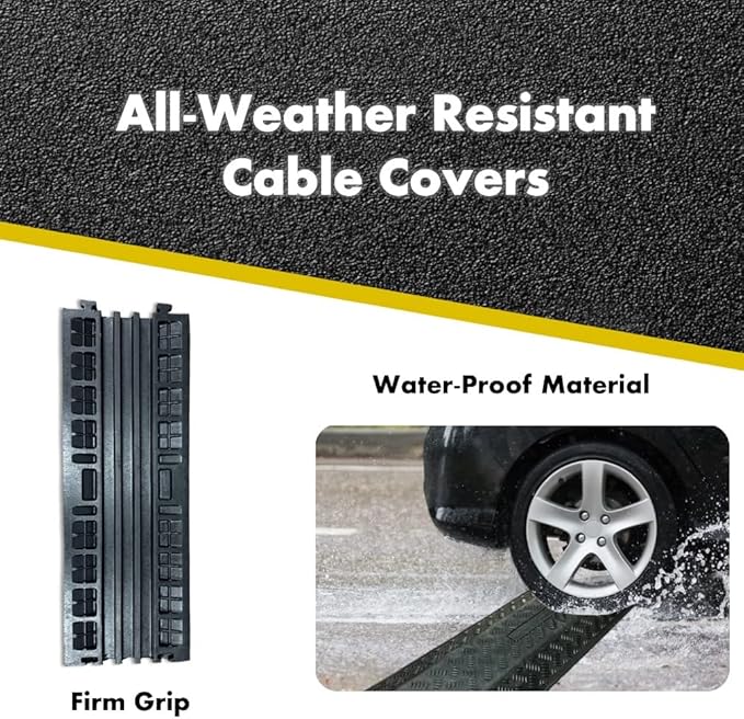 Kable Kontrol Drop Over Floor Cord Cover – 40” Inch Long 2 Channel Cable or Wire Protector – 10 Pcs Bulk Pack - Rubber Ramp for Indoor and Outdoor Use – Black