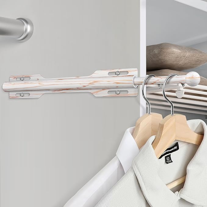 FIRJOY 12" Valet Rod for Closet Pull Out (1 Pack, Marble Grain)