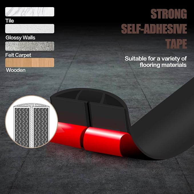 Floor Cord Cover Self Adhesive Cord Hider,10FT Cable Management, Extension Strip Protector for Wires, Prevent Cable Trips for Offices, Gyms, Exhibitions Cavity:0.3"(W) x 0.28"(H) Black
