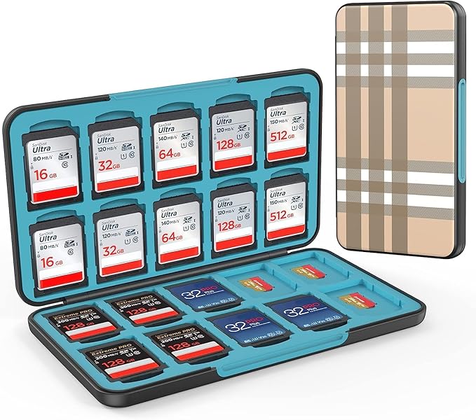HEIYING Memory Card Case for SD/TF Cards,Portable SD Card Holder Storage Case Compatible with 20 SDXC SDHC and 20 TF Cards Slots