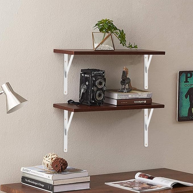 20 Pack L11 x H 8" White Heavy Duty Shelf Brackets with Screws Metal Shelf Brackets Shelf Support Angle Brackets for Shelves L Brackets Heavy Duty Floating Shelf