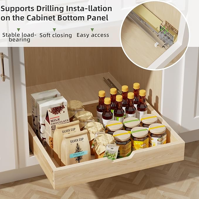 Pull Out Drawers for Cabinets, 16½” W x 21” D Soft Close Slide Out Drawers for Kitchen Cabinets, Cabinet Pull Out Shelves Requires At Least 17½” Cabinet Opening