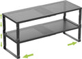 Expandable Cabinet Shelf Organizer Storage Spice Rack Shelves for Kitchen Stackable Adjustable Pantry Cupboard Bathroom Countertop Desktop(2Packs/Black/Medium-with Hole)