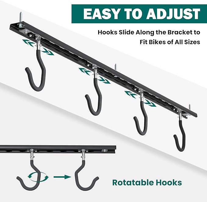 EVERHANGER Ceiling Bike Storage Racks for Garage, Indoor Bike Storage Hanger with Adjustable Bike Hooks for 4 to 8 Bikes