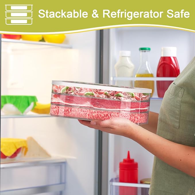 5 Pcs Deli Meat Container for Fridge, Stackable Bacon Lunch Meat Container for Refrigerator, Food Storage Boxes with 5 Lids for Cold Cuts, Cheese, LunchMeat, Salami, Meal Prep Containers, BPA Free