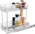 OCG Slide Out Cabinet Organizer for Narrow Cabinet (7" W X 21" D), 2 Tier Pull Out Shelves Slim Sliding Cabinet Organizer and Storage, Chrome