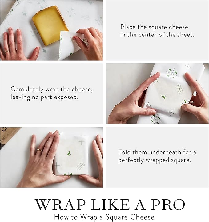 Formaticum 60-Pack Zero Cheese Storage Paper, Compostable, Biodegradable, and Plastic-Free Paper to Keep Cheese and Charcuterie Fresh, Kitchen Organization 9 x 13 Inches