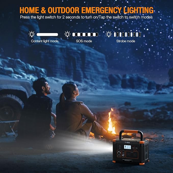 GRECELL 519Wh Portable Power Station with 80W Foldable Solar Panel, 500W Solar Generator Backup Battery Power Supply with Portable Solar Charger Kit for RV Outdoor Camping Traveling Home Emergency