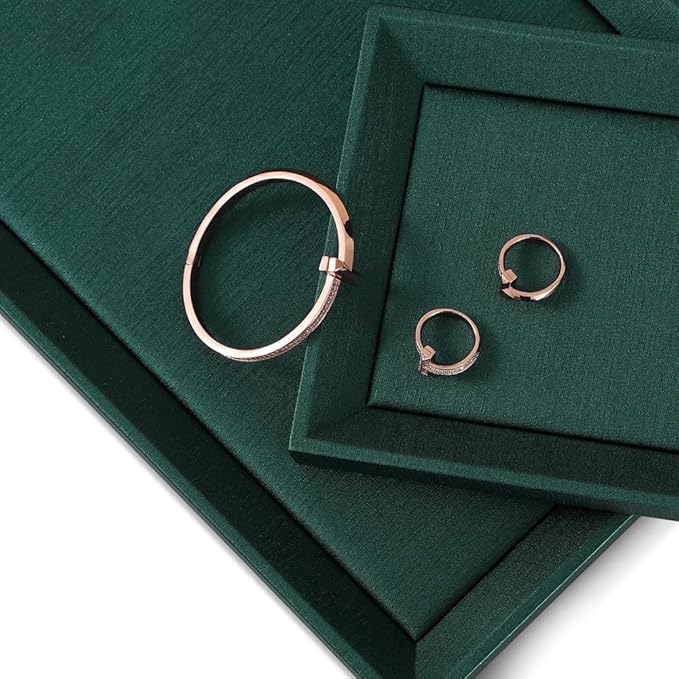 Flat Tray For Jewelry, Leather Tray,Premium Green Jewelry Tray,Stackable Jewelry Trays For Watch,Necklace,Ring,Pendants