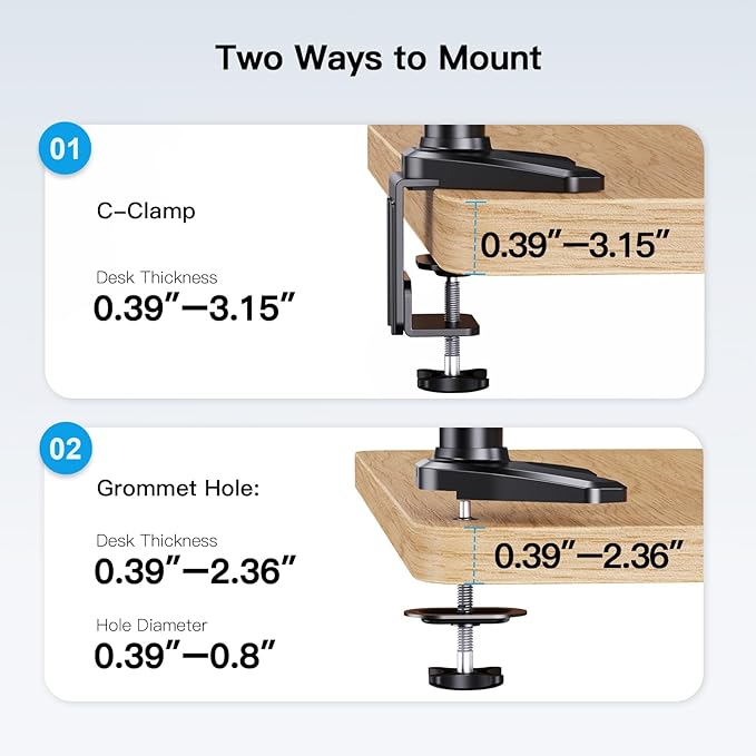 HUANUO Triple Monitor Stand - Full Motion Articulating Monitor Mount Fit Three 17 to 32 inch Flat/Curved LCD Computer Screens with Clamp, Grommet Kit, Silver