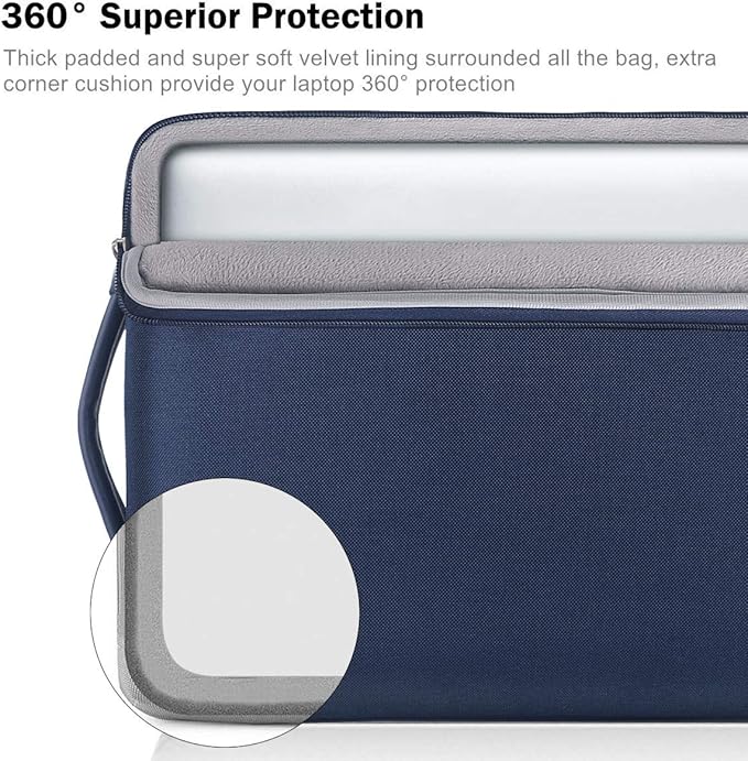 Voova Laptop Sleeve Case 13 13.6 Inch with Handle, 360°Protective Waterproof Slim Computer Bag Cover Compatible with MacBook Air 13 M1/M2/M3/M4 2020-2024, MacBook Pro 13, IPad Air/Pro 13, Blue