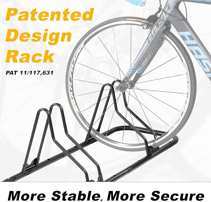 CyclingDeal Bicycle Floor Parking Rack Stand - for Mountain MTB Road Bike - Indoor Home Garage Storage - Upgraded 3 Bikes