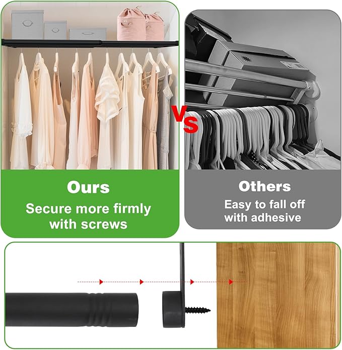 Expandable Closet Shelf, 16-39 Inches Metal Closet Rod Organizers and Storage Shelves Space Saving DIY Divider Separator for Cabinet Wardrobe