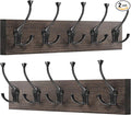IBosins 2 Pack Coat Rack Wall Mount, 17'' Old Wood Color Coat Hanger, Rustic Wooden Metal Coat Hooks Rail for Entryway Living Room Coat Jacket Scarf Bag Towel Hat