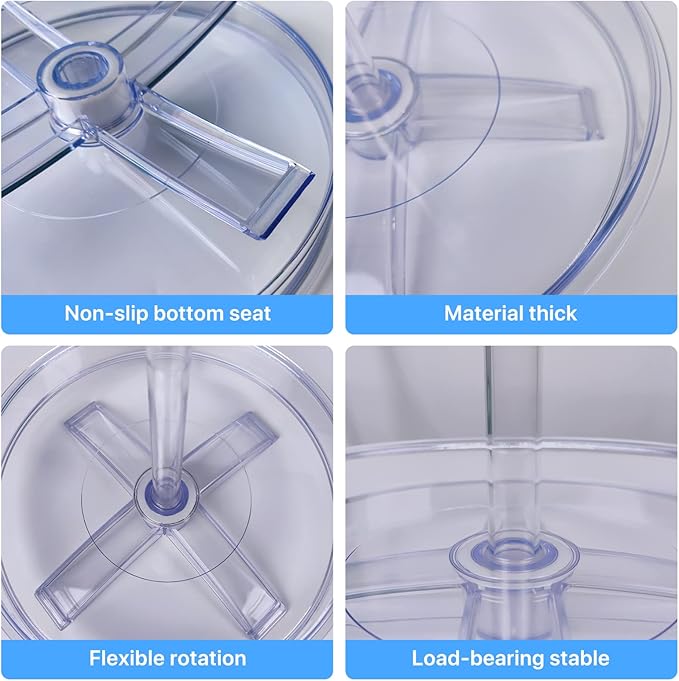 2 Tier Lazy Susan Organizer,9.7 Inch Lazy Susan Turntable for Cabinet,Rotating Spice Rack Organization for Kitchen,Refrigerator, Bathroom, Clear