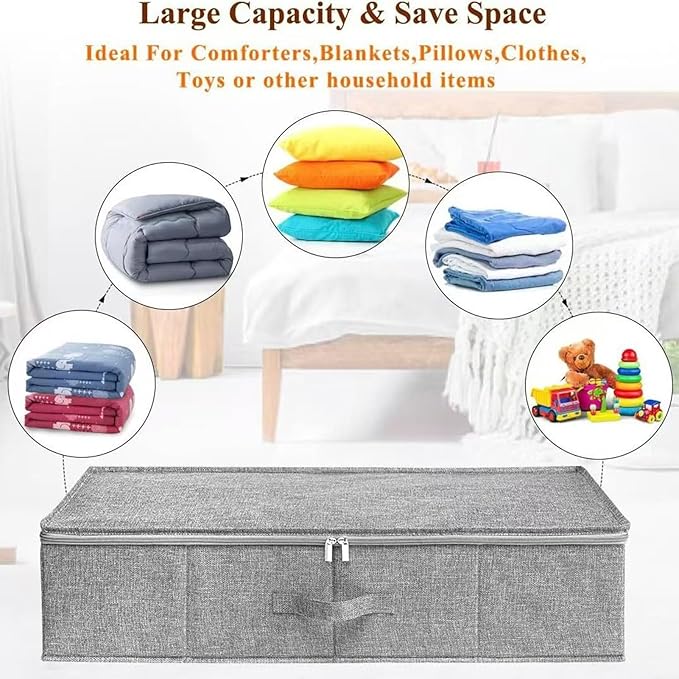 Under The Bed Storage - 85x40x10cm Clothes Organizer, Quilts Bin, Foldable Storage Box | Dustproof Container With Lid For Moving Travel Dorm Bedroom Closet Apartment Comforter Use