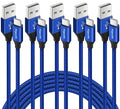 etguuds USB A to USB C Cable 5-Pack (3/3/6/6/10 ft), Fast Charging Type C Charger Cord for iPhone 17 16 15 Pro Max Plus Air, Samsung Galaxy S25 S24 S23 S22 S21 S20 A56 A17 A16, Pixel, Moto G, Blue