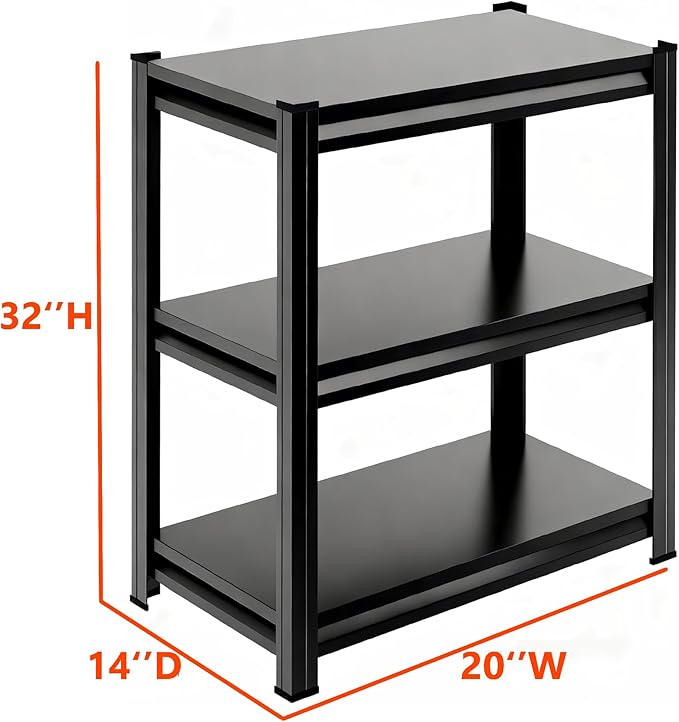 3-Tier End Table, Sofa Side Table for Small Space with Storage Shelf, Couch Table & Nightstand for Living Room, Bedroom, Office,32''H×20''W×14''D