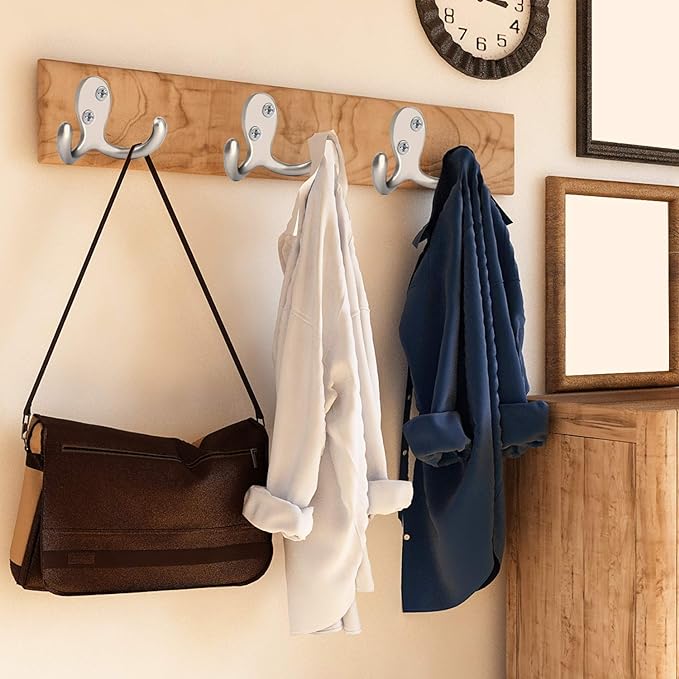 IBosins 20 Pack Heavy Duty Coat Hooks Wall Mounted with 40 Screws Wall Hooks Retro Double Prong Hooks Utility Hooks for Coat, Scarf, Bag, Towel, Key, Cap, Cup, Hat