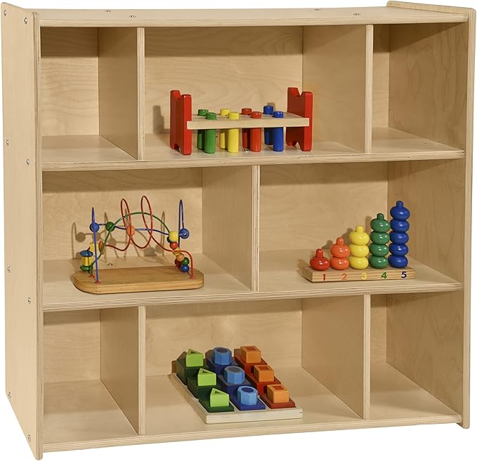 Contender - Birch 8 Cubby Storage Unit, Art&Craft Organizer for Kids Kindergarten, Homeschool, Daycare, Nursery, Preschool, Safe and Certified, in Natural