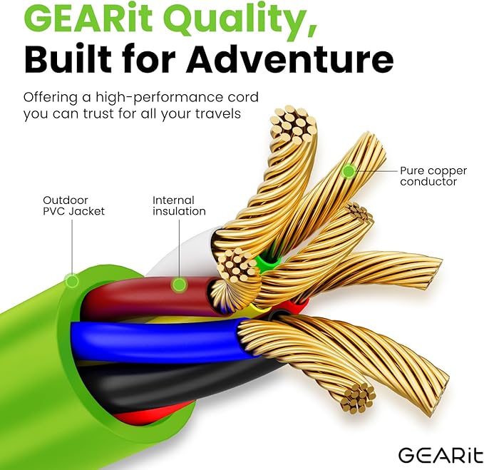 GEARit 7 Way Trailer Cord (8 Feet) 7-Pin Plug Weatherproof Heavy Duty Wiring Harness Cable for for RV Trailers and Campers - 8Ft