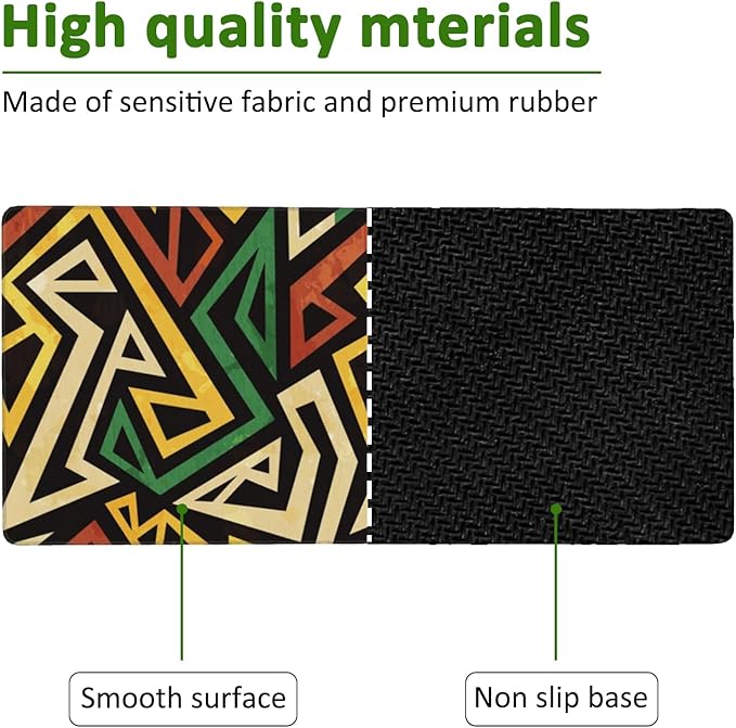 African Geometric Gaming Mouse Pad XXL Large Desk Mouse Pad Keyboard Mat with Stitched Edges Waterproof Non-Slip Desk Mat for Laptop,Keyboard,Computer 35.4 * 15.7 Inch