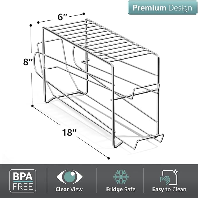 Sorbus Soda Can Rack Beverage Dispenser (1 Pack, Silver) – Holds 12 Standard 12oz Cans – Soda Can Organizer for Refrigerator, Pantry, or Countertop