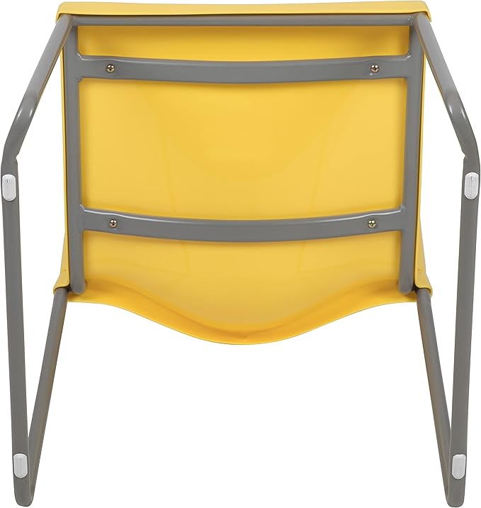 Flash Furniture HERCULES Series 5 Pack 880 lb. Capacity Yellow Full Back Contoured Stack Chair with Gray Powder Coated Sled Base