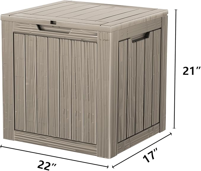 35 Gallon Deck Box, Resin Outdoor Indoor Waterproof Storage Box, Lockable Storage Box With Handle for Patio Furniture - Garden Tools - Swimming Pool Tools UV-Resistant (Grey)