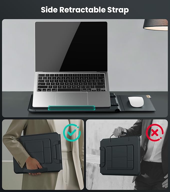 Nillkin 14 inch Laptop Sleeve with Handle (4-in-1), 2 Stand Modes, MacBook Sleeve with Adjustable Stand & Mouse Pad, Slim Laptop Case 14 inch for Samsung/Surface/HP/Chromebook/Dell 12-14'', Black